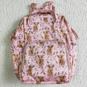 Taschen Großhandel Baby Kinderkleidung Western rosa Kuh Rucksack Mutter Wickelbeutel Kinder zurück in die Schule Tasche