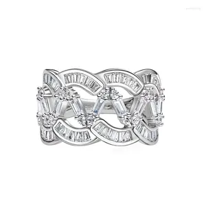 Klusterringar mode mångsidiga vågmönster ring 925 silver bred upplaga överdriven instagram stil europeisk och amerikansk hantverk