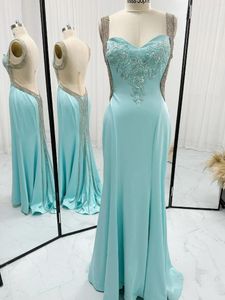 Vestidos de festa lago azul tubo sexy top grande aberto -ombros de pérolas de unhas sem pregos Slim Mermaid Dress M1858