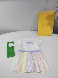 Fashion baby skirt Rainbow color design Princess dress Size 100-160 CM kids designer clothes Embroidered logo girls partydress 24April