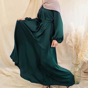 Этническая одежда Plain abaya мусульманское платье с длинным платьем женщины Рамадан рукав свободный хиджаб халат с поясными платьями Ислам Дубай Скромность Кафтана Кафтана