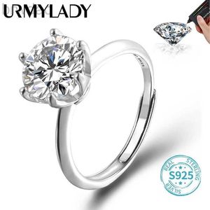 Solitaire Ring URMYLADY GRA Certified 1-3CT Moissanite Ring VVS1 Lab Diamond Adjustable Ring for Women Engagement Promise Wedding Band Jewelry d240419