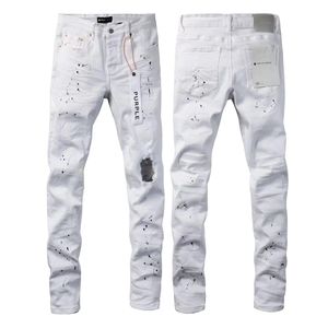 Byxor lila jeans grå man designer jens mager smala fit motorcykel mans staplade lätt tvätt rippad byxa avslappnad fast rak jean rak