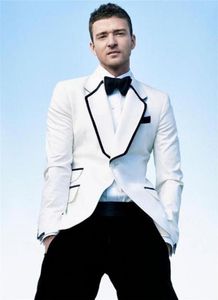 2017 New England Style Men Tuxedos Special Collar Design Groom Wedding Suits Stylish White Business Men Suits JacketPantsBow1868437