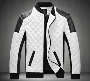 Designer Jacket Men039S Stand Collar Pu Leather Jacket Båt Svart och vit färg Matchande Motorcykelläder med stor storlek Motorcykel2676640