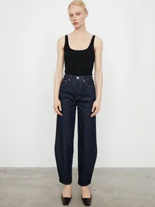 Kadınlar Kot Pantolon İlkbahar ve Yaz Fıçısı Fıçısı Geniş Bacaklı Sıradan Renk Gevşek Denim Pantolon