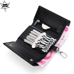 Brieftaschen 100% Togo Cow Leder Männer Frauen Schlüsselhalter Haus Schlüsselbeutel Organizer Wallet Car Key Hülle Beutel Mini Geldbeutel Dropship