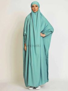 Ethnische Kleidung Muslimische Frauen Kleid einteiliges Gebetskleid mit Kapuze Abaya Smocking Sleeve Islamic Clothing Dubai Saudi Black Robe Turkish Bodesthey D240419