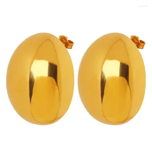 Bolzenohrringe Charme glatte Ovale Form für Männer Ohrmanschette Mode Goldfarbe Edelstahl Weibliche Schmuckstücke