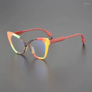 Sunglasses Frames Cat Eye Frame Ladies Retro Camo Acetic Acid Optical Glasses Making Prescription For Myopia