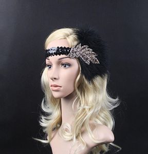 Exaggerated Sequin Feather Flapper Headband Hair Jewelry Great Gatsby Headdress Wedding Hair Accessories Headpiece2001231