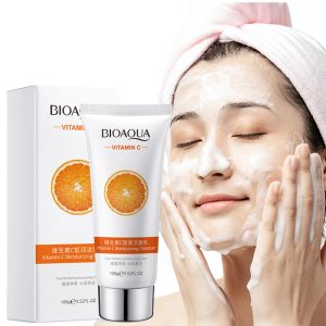 Limpadores Bioaqua Cleanser facial de vitamina C Limpando profundamente o controle de óleo de controle hidratante Remoção de cravo Cuidador de espuma Face Face Wash