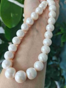 Подвесные ожерелья Великолепные AAAA 12-14 мм вокруг Akoya White Natural Pearl Collece 17.514K застежка из застежки.