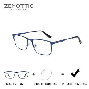 ZENOTTIC Alloy Square Progressive Prescription Glasses for Men Women Anti Blue Light/Pochromic Optical Eyeglasses 240416