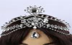 Moda Blowly Crystal Bridal Head Sain Indian Hair Jewelry Tikka Women Tiara Tiara Bride Decoria