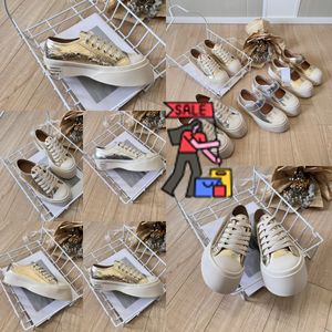 2024 Scarpe casual Scarpe Scarpe per donne piattaforma vintage Sneakers Sneakers Gold Silver Lace Up Velcro Dimensioni 36-40 Classico COMETTO GAI BIANCO