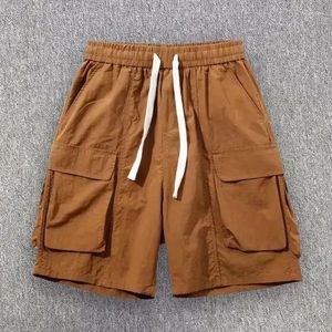 Men's Shorts Cargo Loose Work Style Casual Trendy Flow Dried Quarters Breathable Thin Pants Summer Drawstring Short