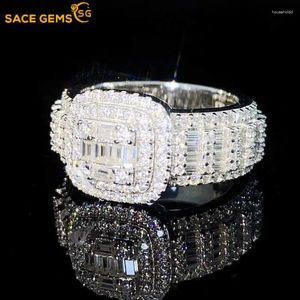 Pierścienie klastra SACE GEMS GRA Certyfikowane D Color Full Moissanite Pierścień dla kobiet mężczyzn S925 Srebrny ślub Diamentowy luksusowa biżuteria