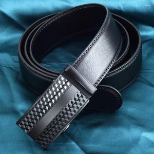 Bälten mode av hög kvalitet metall automatisk spänne släkt läder för män lyxband manliga designers 3.5 cm bredd varumärke man gåva