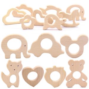 10st Baby Tandings Toy Wood Teether smycken Småbarn Tand med presentanpassningsbar handgjorda djurform 240407