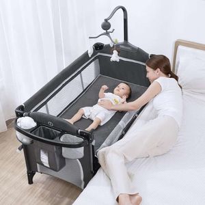 5-in-1 Baby Bassinet Bedside Sleeper with Rocking Feature, Portable Playard with Mattress, Diaper Changer, and Music Mobile - Easy Folding Design