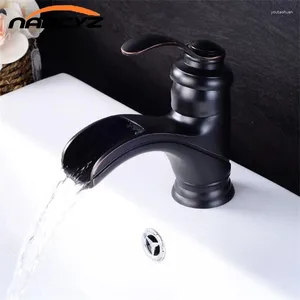 Rubinetti del lavandino da bagno cascata a cascata nera gambera manico singolo colorare tocco freddo e bacino del mixer b544