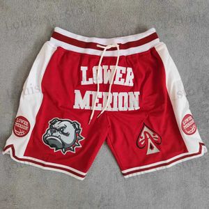 Herrshorts MM Masmig Maroon Lower Merion High School Basketball Shorts broderied Bryant Strt Style Training Pants T240419