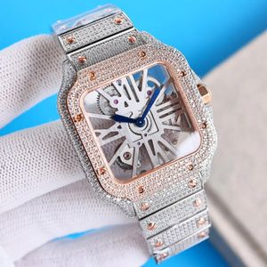 Mens Watch Designer Quartz Electronic Watches Life Waterproof Designer Wristwatch 39.8mm Stainless Steel Strap with Hollow and Diamond Design