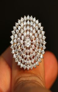 925 Sterling Gümüş Güzel Tasarım Yüzüğü Büyük Yuvarlak Lüks Traend Takı Yeni Çeşitli Su Damlası Kristal Kadın Fine Takı Lov5170101