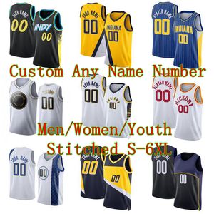 Tyrese Haliburton Maglie da basket cucite Pascal Siakam Bennetict Mathurin Myles Turner Qualsiasi nome qualsiasi NUMEREBR 2023/24 Maglie città di città uomini giovani donne s-6xl