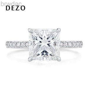 Solitaire Ring Dezo Solid 925 Sterling Silver Moissanite Solitaire Förlovningsringar Princess Cut 3CT D Color Luxury Wedding Women Jewelry D240419