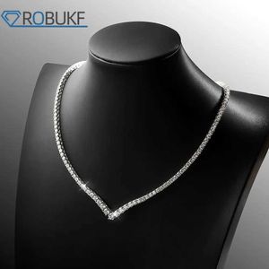 Naszyjniki wiszące moissanite Tennis Naszyjnik V styl 13ct-21ct pełny diament moissanite 925 Sterling Sliver 18K Białe złoto Wesele dla kobiet 240419