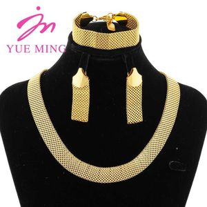 Naszyjniki wiszące 18 -karatowe Złote Biżuteria dla kobiet luksusowa Weddna włoska biżuteria Naszyjnik Bransoletka Afrykańska biżuteria akcesoria 240419