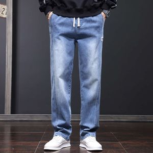 Jeans uomini sciolti di gamba dritta in stile autunno pantaloni da uomo primaverili casual pantaloni lunghi tendenza maschile versatile 9% allungamento