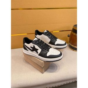 Genuine Leather Star China-chic Black and White Panda Casual Men's Board Shoes Lace Up Breathable Flat Heel Sneakers