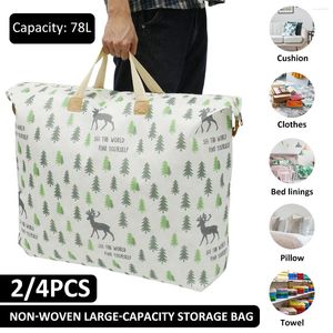 Borse da stoccaggio 2/4pcs grande sacchetto di trapunta pieghevole per capacità 78L con zip Organizzatore di vestiti impermeabili