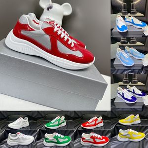 American Cup sneakers designer skor för mens gummi patent läder tränare luxe chaussure platta-forme svart gröna vita lägenheter man sport casual sko