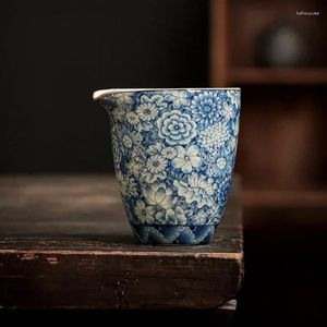 Tazze da tè fiori di apertura in ceramica in ceramica tazza cinese tacano tacano tacano tacano tacano blu cerimonia blu utensile