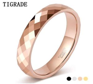 Tigrade 4mmムラセットタングステンの結婚指輪ローズゴールドブラックゴールドエンゲージメントバンド女性男性快適さ21123056997957066