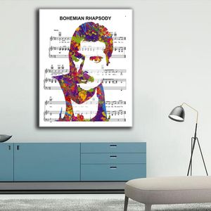 Freddie Mercury Poster Bohemian Rhapsody Canvas Painting Queen Sheet Music - 80s Pop Music Gifts Prints Wall Art Pictures for Living Room Bedroom Decor