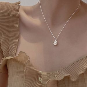 S925 Sterling Silver Pearl Geometric Collana Simple Design Design Nicchia Luce Clavicle Luxuria Nicchia Luxuria