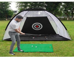 Golf träffar bur inomhus 2m golfövning nät tält trädgård gräsmark övning tält golf träning utrustning mesh matta utomhus sväng 29575202
