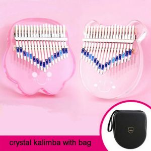 Wallets Cega Kalimba 17 Key Pink Crystal Transparent Thumb Piano with Bag Hammer and Music Book Kids Acrylic Kalimba Instruments Calimba