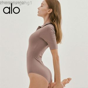 Desginer Alooo Yoga Top Shirt Clothe Short Woman All-In-One Sports Bodysuit Hip Lifting Belly Drawing Dance Pilates Suit