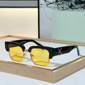 Женские дизайнерские наполовину солнцезащитные очки с ацетатным волокнистым глазным рамкой в сочетании с полиамидными линзами и изысканной модной логотипом OM024 Нейтральные роскошные солнцезащитные очки