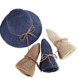 Doit Simple Women Straw Hats Summer Sun For Lady Folding Bow Beach Vuxna Kvinnliga solskyddsmedel 240415