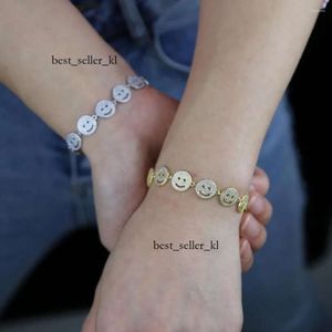 Designer Charm Bracelets 2022 Silver Birthday Present Gold Color Micro Pave Iced Out Bling Smile Bangle Cubic Zirconia Luxury Fashion Bracelet Women Jewelry 454