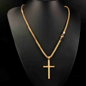 Pendant Necklaces Punk Cross Pendant Link Chain for Men Women 316L Stainless Steel Hip Hop Necklace Gold Silver Fashion Jewelry Gift Waterproof 240419