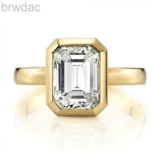 Solitaire Ring Borosa 100% 925 Sterling Silber 1-3CT Emerald Cut Simulierte Moissanit Gemstone Ehering Engagement Feine Schmuck für Frauen D240419