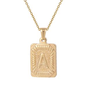 Vintage Square Gold Men's Stainless Steel Pendant Necklace Women's Circle Shell Necklace